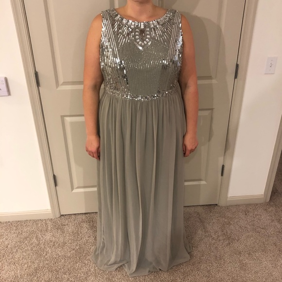 Adrianna Papell Dresses & Skirts - Grey Adrianna Papell sleeveless beaded gown